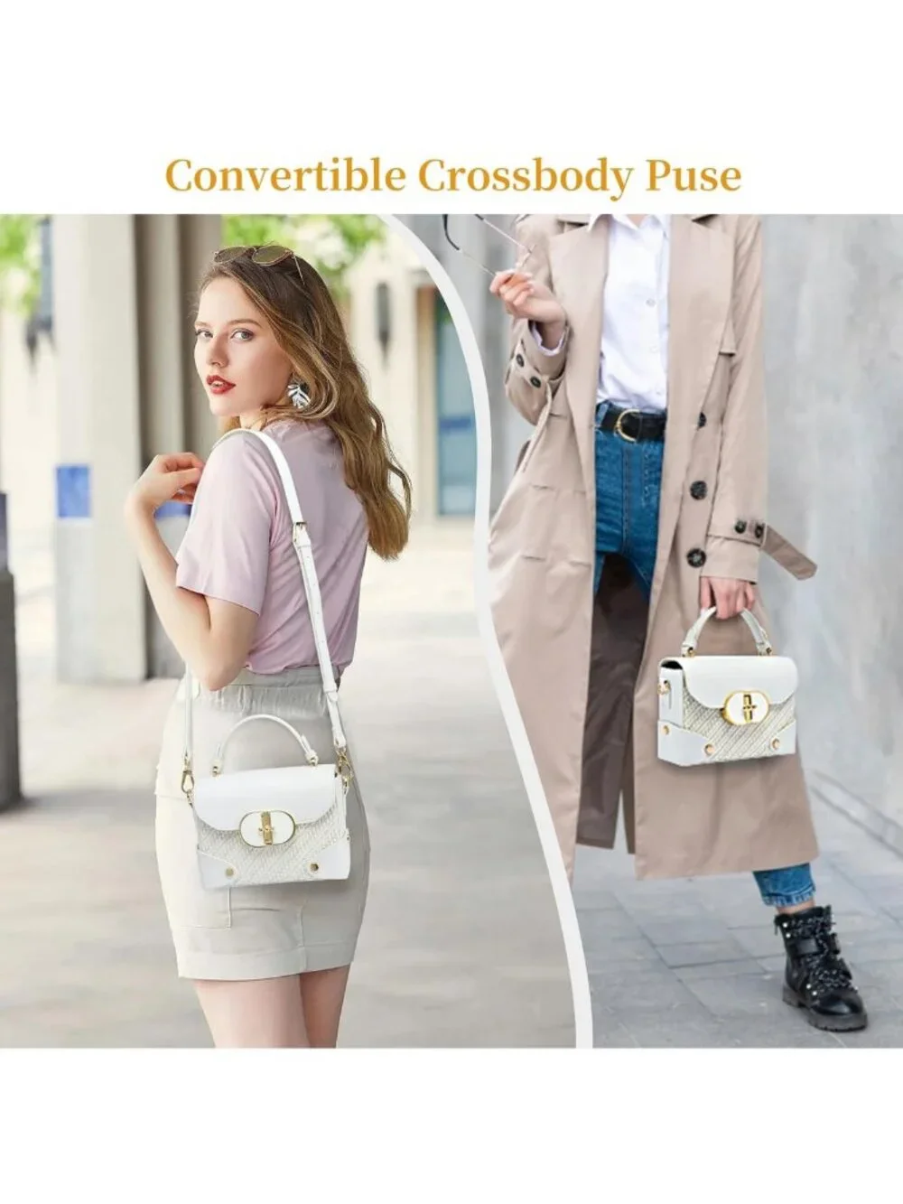 Eco-Friendly Recycled Leather Crossbody Phone Bag with Top Handle - Stylish